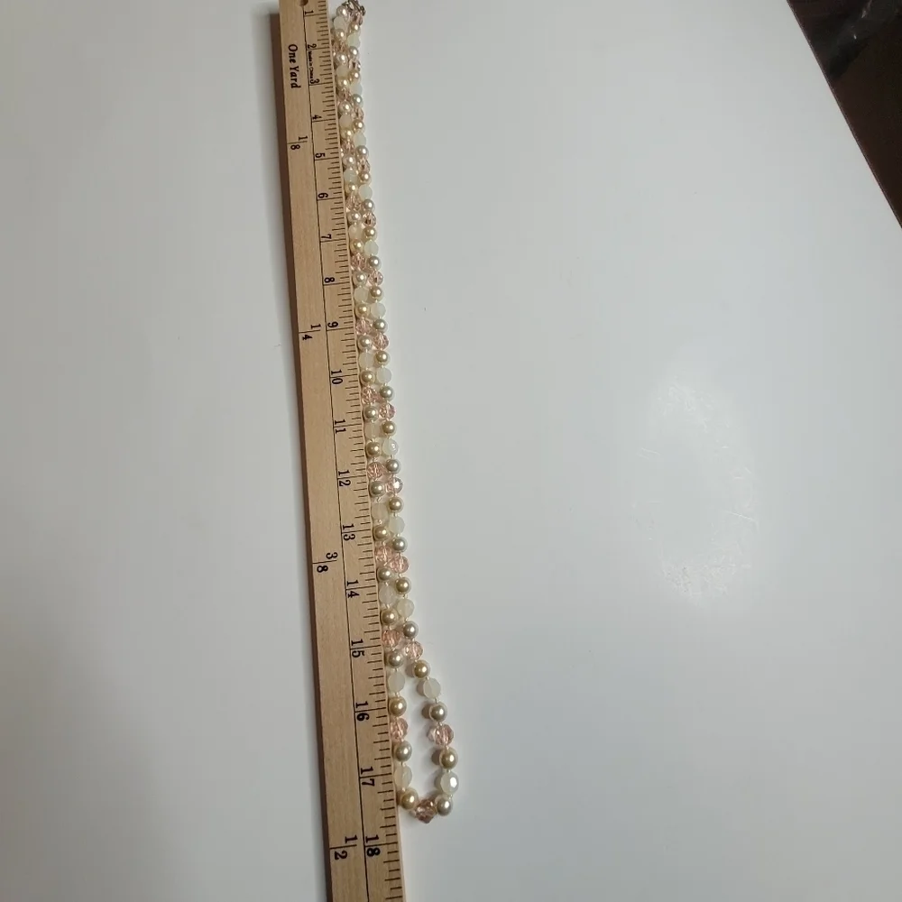 Pink and White Long Beaded Necklace - Picture 6 of 6